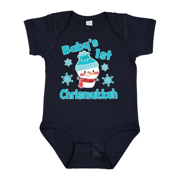 Inktastic Baby's 1st Chrismukkah with Cute Snowman and Snowflakes Boys or Girls Baby Bodysuit