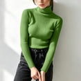 thumbnail image 5 of XRoczxe Women Ribbed Turtleneck Long Sleeve Knit Top, Slim Fit Basic Pullover, Versatile Fall Winter Layering Sweater, 5 of 8