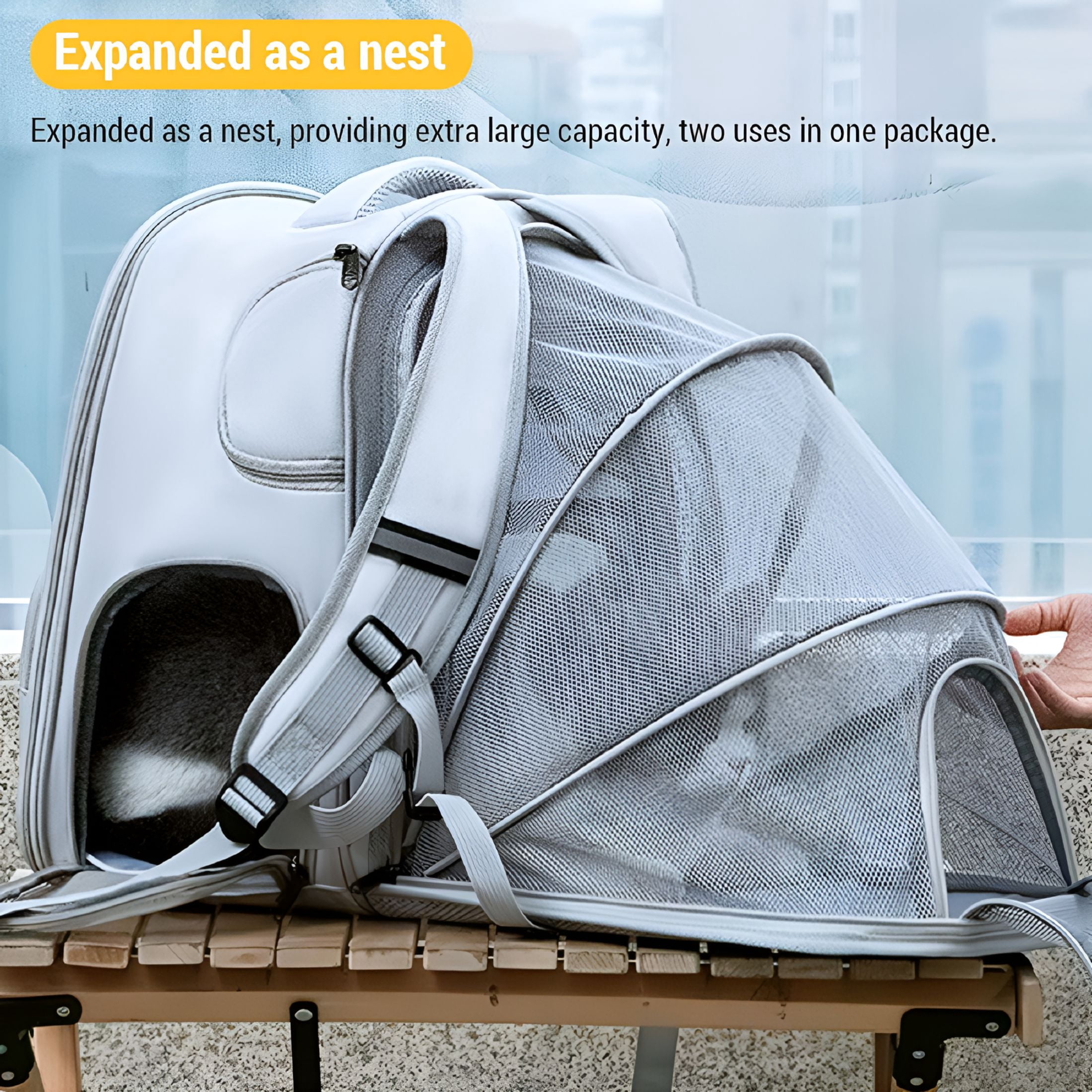 GASTROPOD 2026 New Cat Carrier - Expandable Pet Backpack Carrier for Cats Up to 13Lbs, Dogs Up to 11Lbs, Cat Dog Carrier Backpack for Travel Hiking