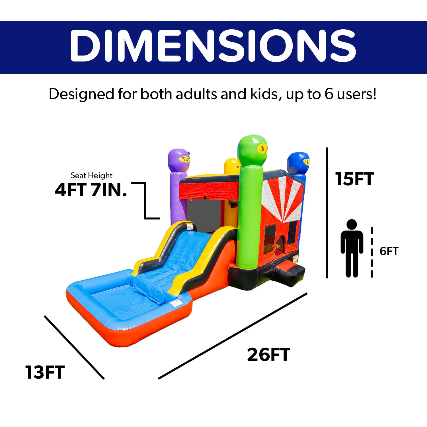JumpOrange Ninja Bounce House Water Slide for Kids and Adults (with Blower)
