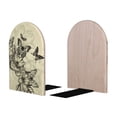 thumbnail image 2 of Lsque Vintage Floral Printed Wood Bookends,Non-Skid Bookend for Shelves,Heavy Duty Support Bookends,Non-Slip Foam Pads for Office, Home, and Library,1 Pair, 2 of 8
