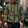 thumbnail image 2 of hoksml Men's Full Zip Hooded Sweatshirt, Contrast Trim Drawstring Hoodie Jacket with Kangaroo Pocket and Ribbed Cuffs, Casual Long Sleeve Outerwear, 2 of 8