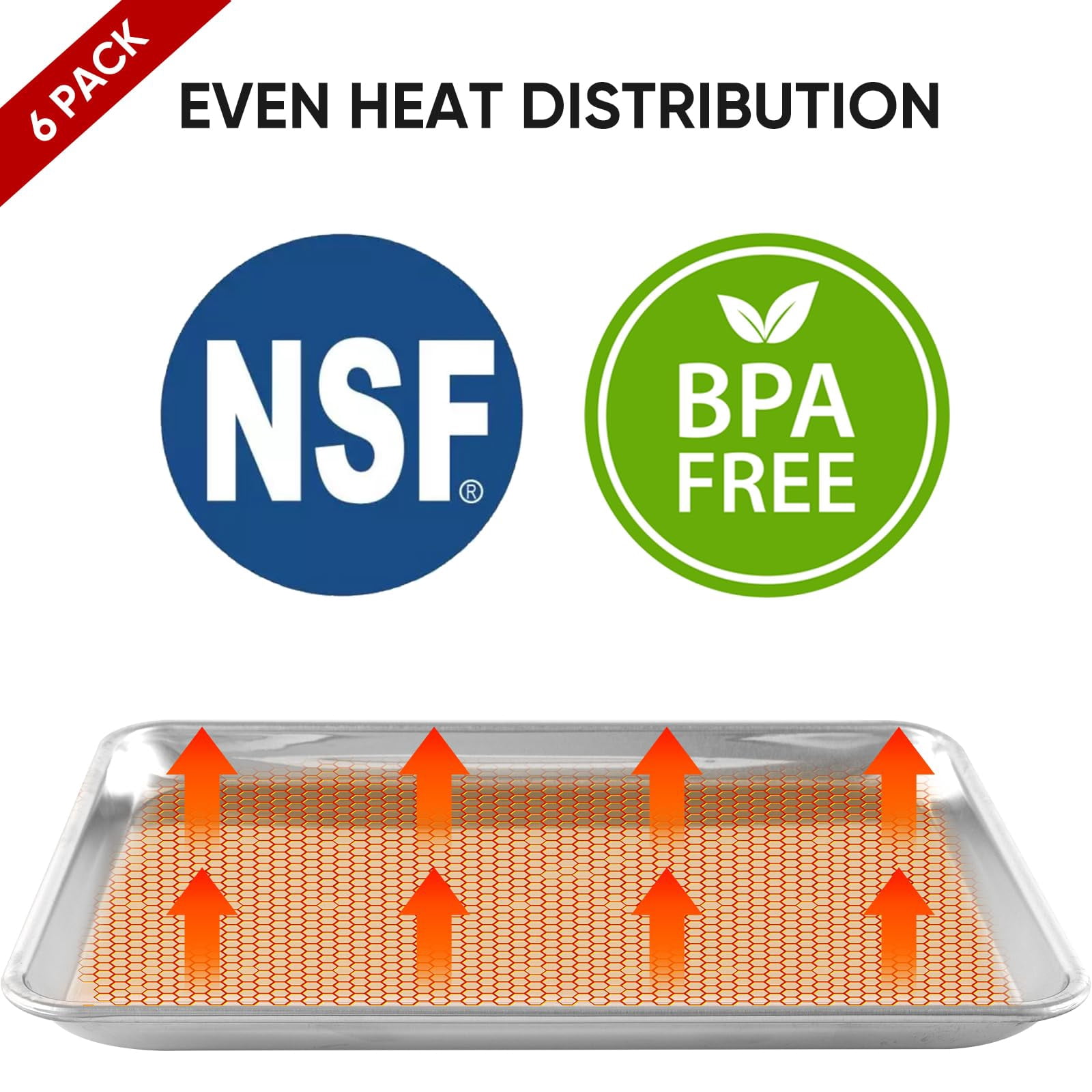 Aluminum Baking Sheet Pan 6 Quarter Size 13" × 9" Commercial Home Use