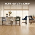 thumbnail image 6 of JESTOP Bar Stools Set of 2, Upholstered Counter Height Bar Stools, Modern Counter Stools with Wood Legs for Kitchen Island Dining Room Bar, Orange, 6 of 9