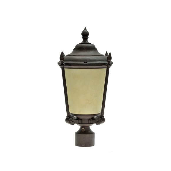 Aspen Creative 60012 1 Light Medium Outdoor Post Light Fixture with Dusk to Dawn Sensor, Transitional Design in Antique Bronze, 20 1/2" High