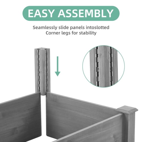 Howcool 8x2ft Outdoor Raised Garden Bed, Large Wooden Planter Box for Vegetables & Flowers, Above Ground Gardening Bed, Easy Assembly for Backyard Patio, Gray, 96x28x10''