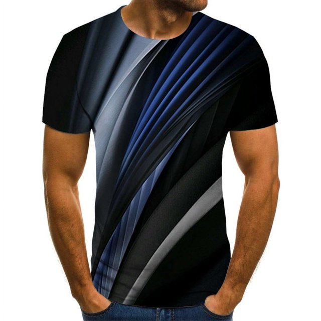 T-Shirts Décontractés pour Hommes 2024, Hauts à Carreaux 3D, Mode Été à Manches Courtes, Col Rond