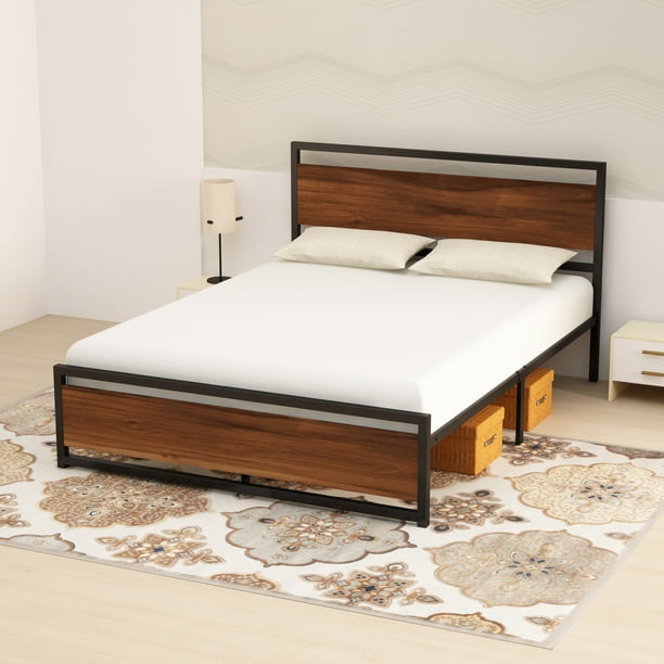 ULEW | Cama Queen Moderna con Marco Metálico y Estructura de MDF | Diseño Elegante y Duradero | Tamaño 2094x1575x968mm