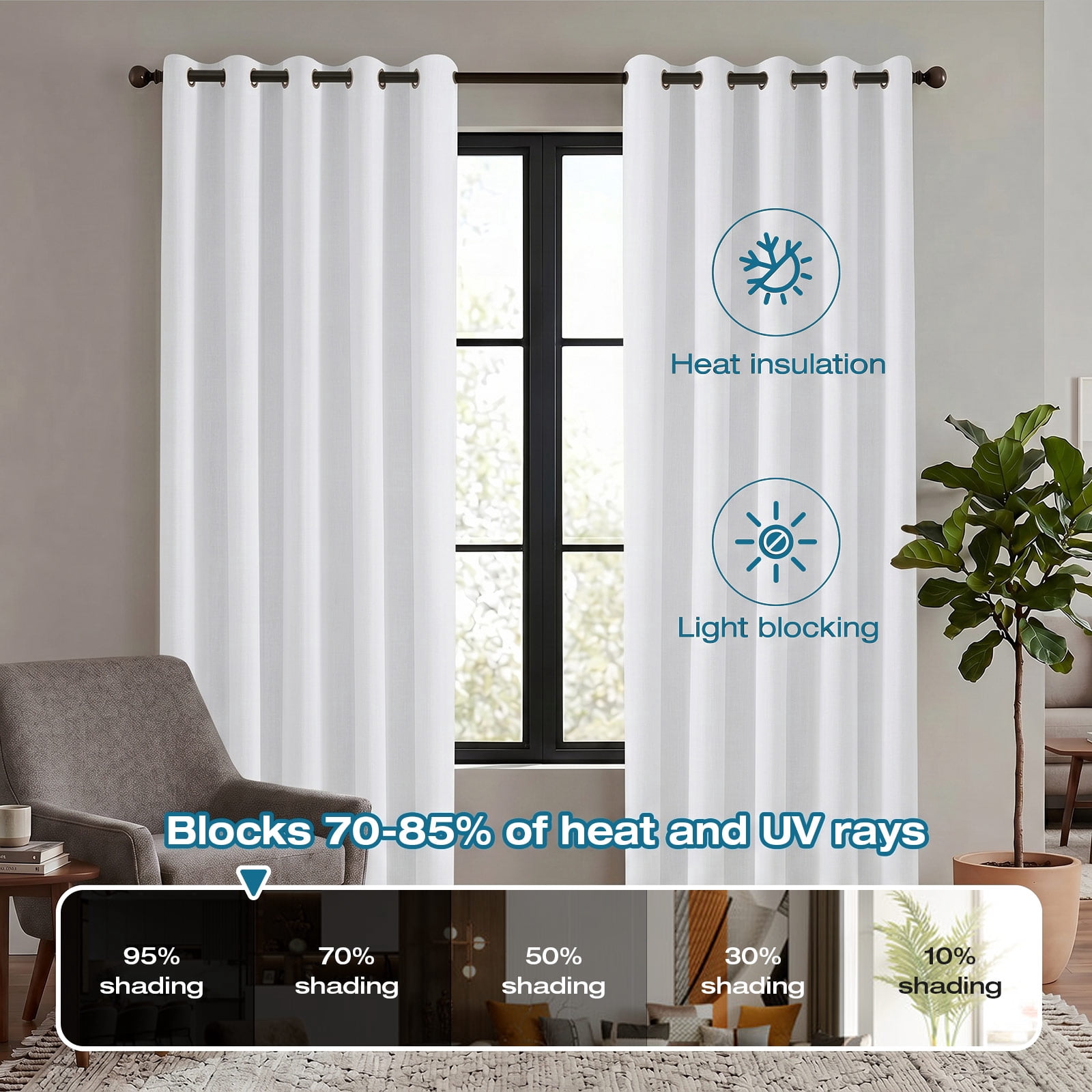 Lapalife Outdoor Curtains for Patio Waterproof W71xL84, Blackout Weighted Outside Curtains Weatherproof UV Resistant Privacy for Porch, Pergola, White, 1 Panel