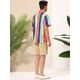 thumbnail image 5 of INSPIRE CHIC Camisa de verano con estampado de rayas arcoíris para hombre, camisas de manga corta con botones rosa multicolor M, 5 of 6