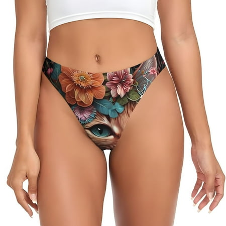 Sigee Flower Crown Cat for Women s G-String Panty  Low Rise  Soft Lace Perfect for Everyday Wear or Special Occasions-XX-Large