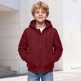 thumbnail image 2 of Boys Midweight Puff Jacket with Hood Zip Up Warm Relaxed Fit Casual Kids Winter Coats Red 14 Years, 2 of 7