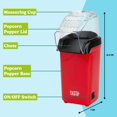thumbnail image 4 of Popcorn Popper Tasty Hot Air, 8 tazas con taza medidora, color rojo, 4 of 7