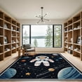 thumbnail image 2 of ODIKA 9'x12' Washable Area Rug Low Pile, Flatwoven, Playroom Ship Astronaut Galaxy Chart Science Theme Classroom for Great Room, Indoor Concept, Large Living, 2 of 7