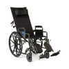Medline Reclining Wheelchair, 20", with Elevating Leg Rests, Durable Vinyl, 300 lb. Weight Limit, Reclines 90 to 140 Degrees