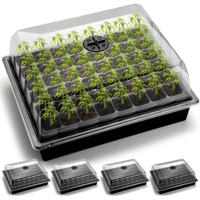 Seed Starter Tray with DomeSets XL Cell Seedling Trays(Total Cells) Plant Germination Tray with Humidity Vented Lid and Base Mini Propagator Plant house for Seed Growing