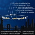 thumbnail image 2 of Gem Stone King 925 Silver and 10K Yellow Gold Lab Grown Diamond and Blue Created Sapphire Bracelet for Women | 2.05 Cttw | Gemstone April Birthstone | Oval 6X4MM | Fully Adjustable 9 inch, 2 of 6
