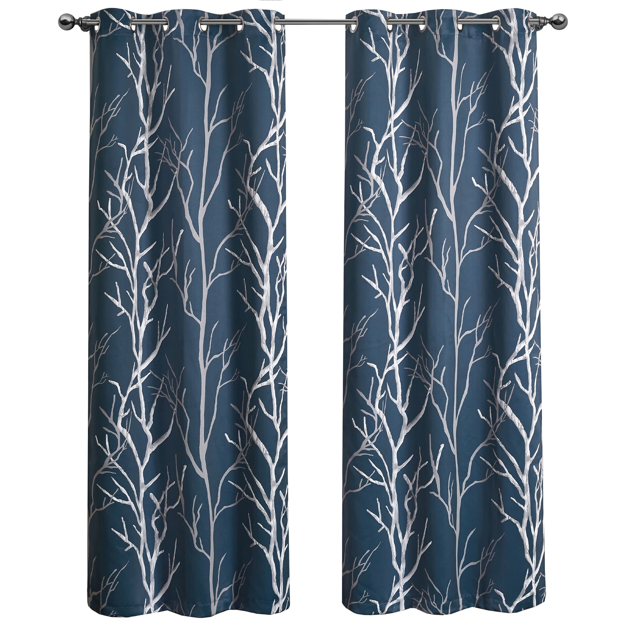 VCNY Home Kingdom Blue Branch Grommet Blackout Curtain, 40" x 84"