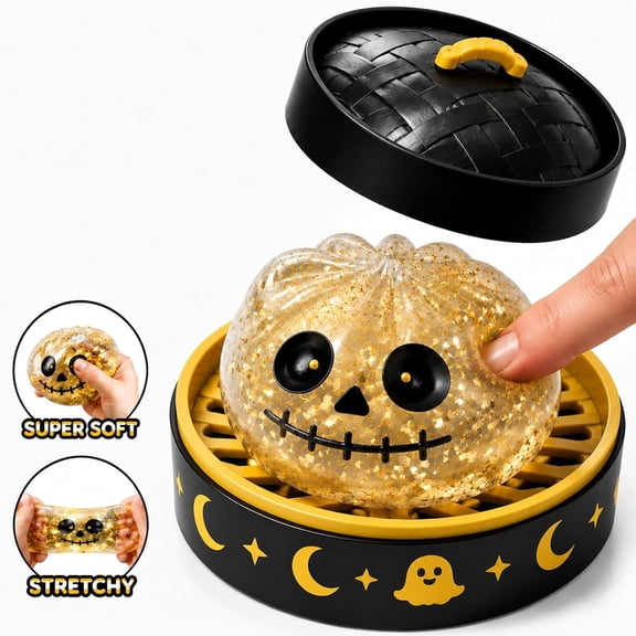 2026 Halloween Ghost Dumpling Squishy Toys - Surprise Stress Relief Set, Cute Soft Halloween Ghost Dumpling Squeeze for Birthday