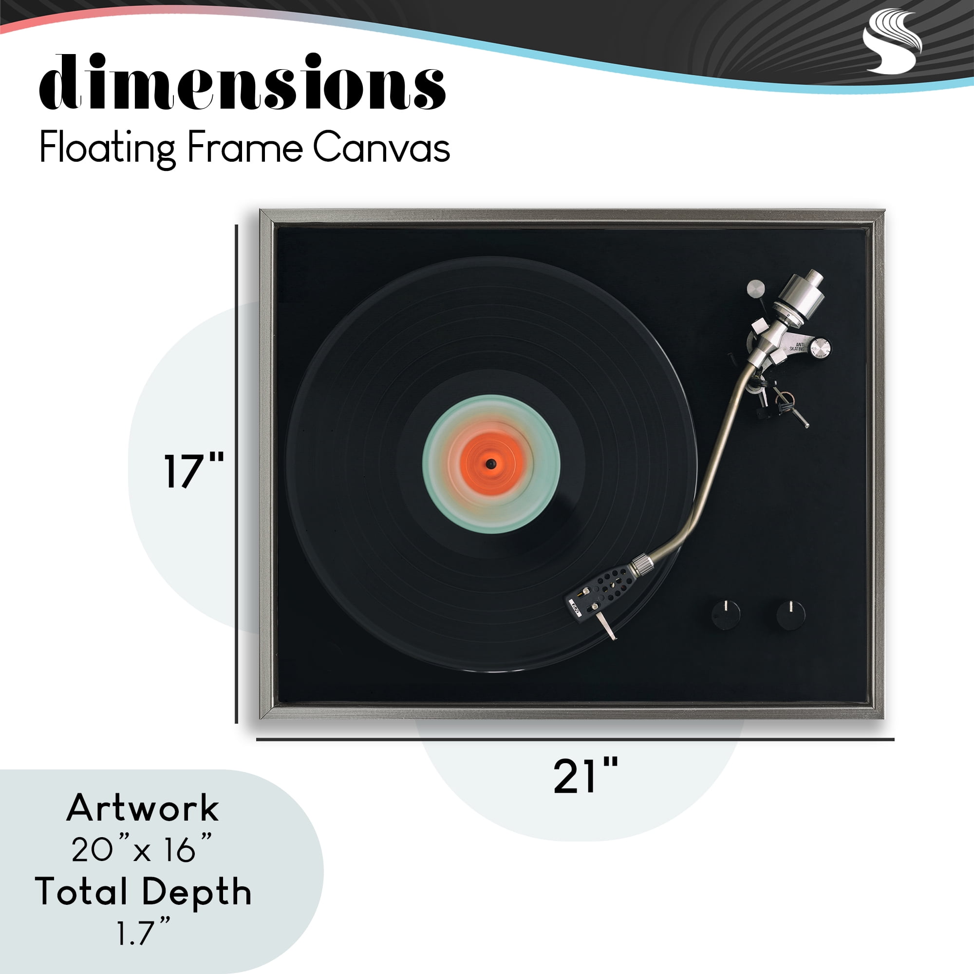 Stupell Industries Vintage Spinning Record Gray Framed Floater Canvas Wall Art, design by Tom Quartermaine
