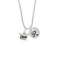 thumbnail image 2 of Delight Jewelry Silvertone BOO Ghost Silvertone Script Initial Disc - R - Charm Necklace, 20"+3", 2 of 4