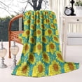 thumbnail image 2 of Blue Yellow Sunflower Pattern Blanket,Comfortable Soft Lamb Wool Throw Blanket,All Season,Warm Lightweight Blankets for Sofa Bed Couch Living Room Chair,40"x50", 2 of 4