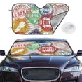 thumbnail image 2 of Kdxio Travel Stamp Print Windshield Sun Shade,UV Rays and Sun Heat Protection,Sunshade for Car Windshield,Car Shade Front Windshield - Medium, 2 of 6