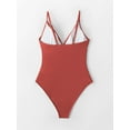 thumbnail image 4 of Women'S One Piece Swimsuit Tummy Control V Neck Bathing Suits（Red Size:M), 4 of 5