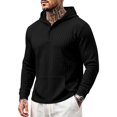 thumbnail image 7 of MiYuan Mens Henley Hoodies Textured Knit Pullover Casual Long Sleeve Knit Hooded Sweatshirt with Kangaroo Pocket, 7 of 7