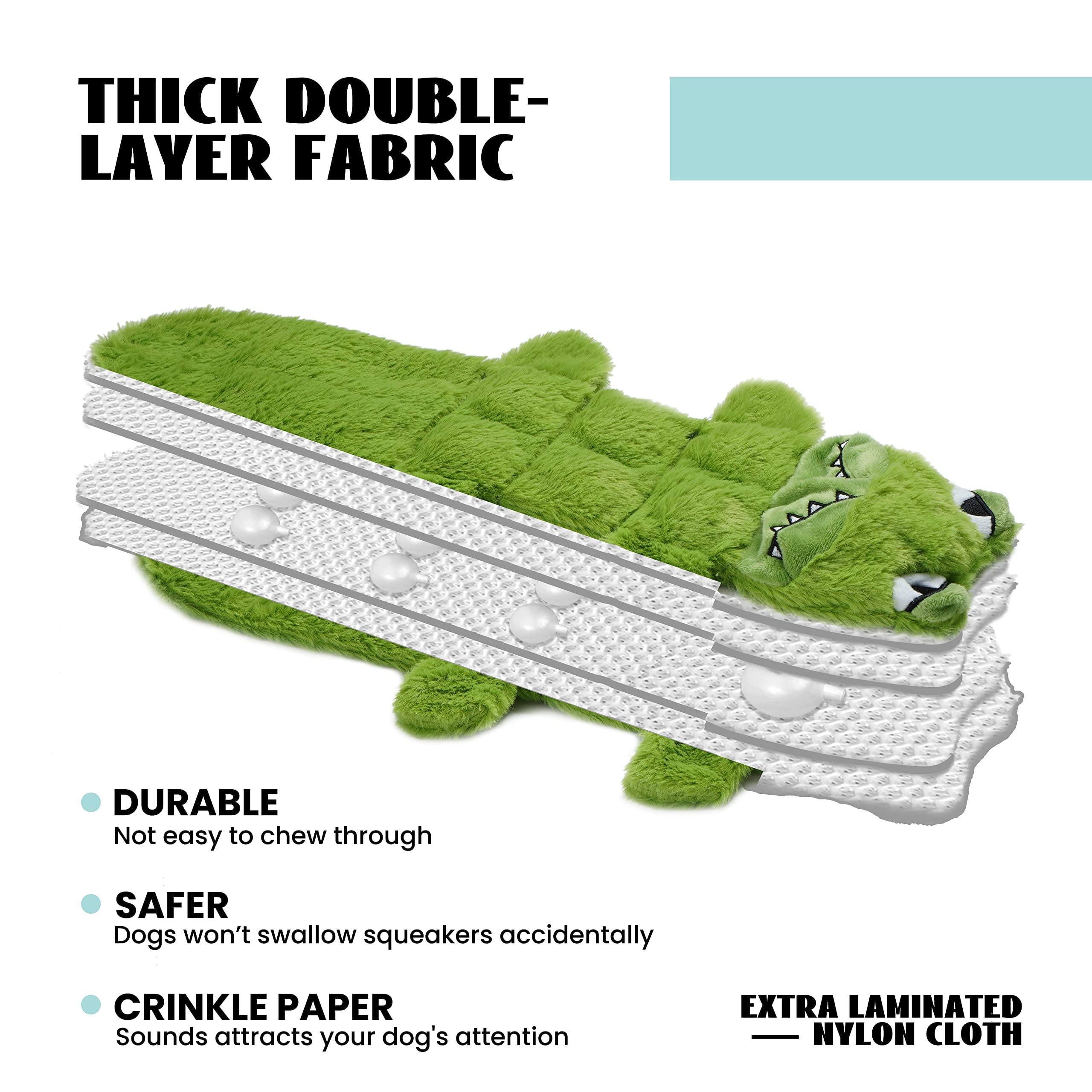 Nocciola 5 PCS Crinkle Dog Squeaky Toys with Double Layer Reinforced Fabric, Durable Plush Dog Toys, No Stuffing Body Dog Toy Set for Small to Large Dogs, New