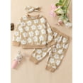 thumbnail image 2 of Bslissey Baby Girls Pants Sets Floral/Heart Print Long Sleeve Sweatshirt Tops + Elastic Band Pants + Headband 3Pcs Outfits for Infant Toddler Clothes 3M-24M, 2 of 8
