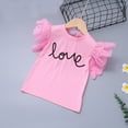 thumbnail image 6 of Baby Beach Outfit Toddler Kids Girls Solid Short Sleeve Letters Prints Tops Jeans Skirt 2pcs Set Clothes, 6 of 7