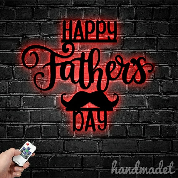Handmadetneonsign Custom Happy Father's Day For Life Metal Sign Wall Art LED Light, Father's Day