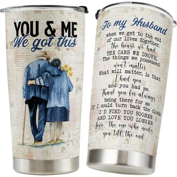 Husband Gifts, Gifts for Him, Gifts for Grandparents, Double Wall Vacuum Stainless Steel Insulated Travel Coffee Mug, Tumbler cup with Lid and Straw 20 oz