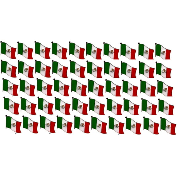 Wholesale International Single, Double and Friendship Flag Lapel Pins, Enamel Tie & Hat Pin Badges with Over 100 Countries Available (Mexico, 50 Waving Flag Lapel Pins)