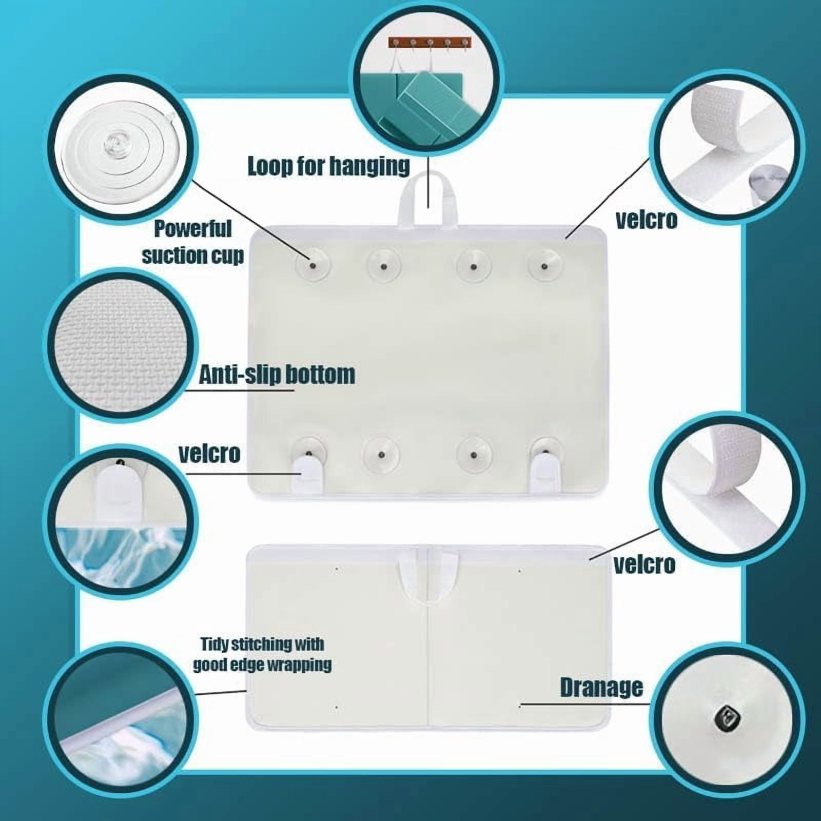 Bath Kneeler –8 Suction Cups & 1.5" Padding.Certified Non Toxic Bath Kneeling Pad for Bath Tub & 5 Bath Organizer. Fast Dry Baby Bath Kneeler and Elbow Rest Pad Set by -Blue
