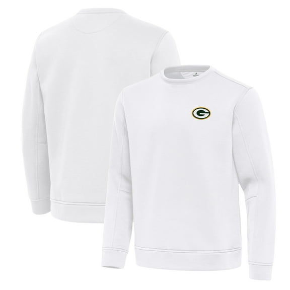 Men's Antigua White Green Bay Packers Relevant Lightweight Pullover Sweatshirt