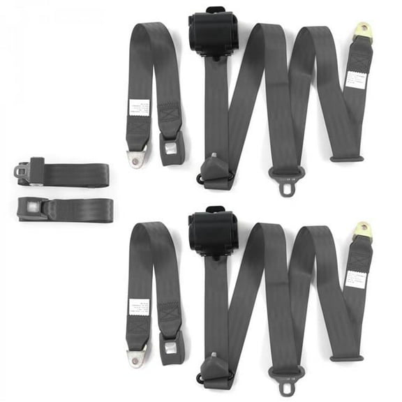 SafeTboy 671804 Ford Fairlane 1968-1969 Standard 3 Point Charcoal Retractable Bench Seat Belt Kit - 3 Belts