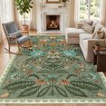 thumbnail image 2 of Garvee 5'x7' Modern Retro Floral Area Rug Washable Printed Carpet, Non Slip Low Pile Indoor Rug for Living Room Bedroom Dining Room, Green, 2 of 10