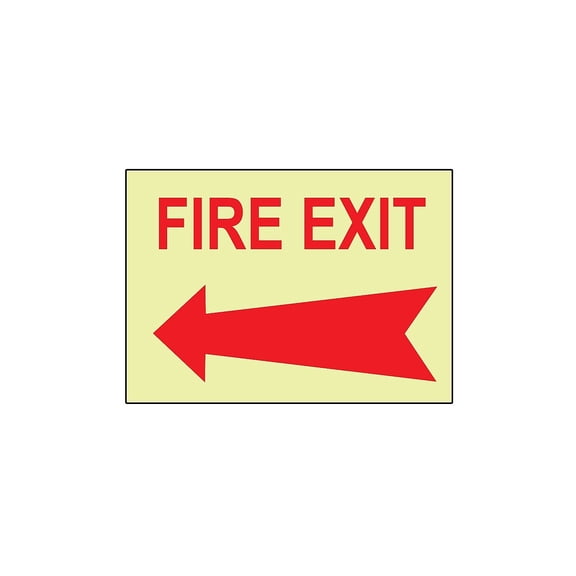 National Marker Fire Fire Exit Left Arrow 10X14 Adhesive Vinylglow GL137PB