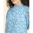 thumbnail image 5 of MoomayaWomens PrintedTurtle Neck Top,Cuffed QuarterSleeves Summer Chic Tops, 5 of 8