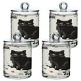 thumbnail image 2 of WOBOGO Vintage Black Kitten Transparent Plastic Jar 2pcs Cotton Swabs Balls Pads Floss Stick Dispenser Bathroom Vanity Storage Organizer, 2 of 7