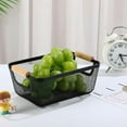 thumbnail image 2 of Cesta de alambre de metal DOMELAY con asa de madera, organizador multifuncional de cocina, cesta de frutas para el hogar y la oficina, ligera, 35,5 x 22,5 x 15,5 cm, 2 of 8