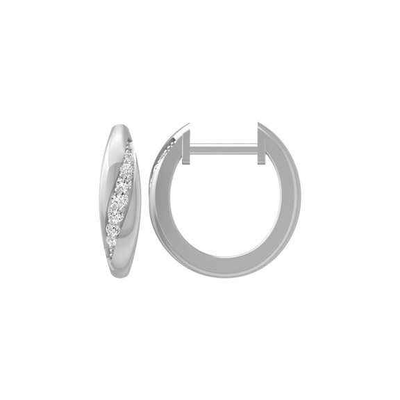 ARAIYA FINE JEWELRY 10K White Gold Round Diamond Hoop Earrings (1/10 cttw, I2-I3 Clarity, I-J Color)