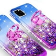 thumbnail image 4 of Glitter Liquid Bling iPhone 11 Pro Max Case with Ring Kickstand Sparkle Quicksand Waterfall Cute Protective Phone Case w/Tempered Glass Screen Protector - Purple/Blue, 4 of 5