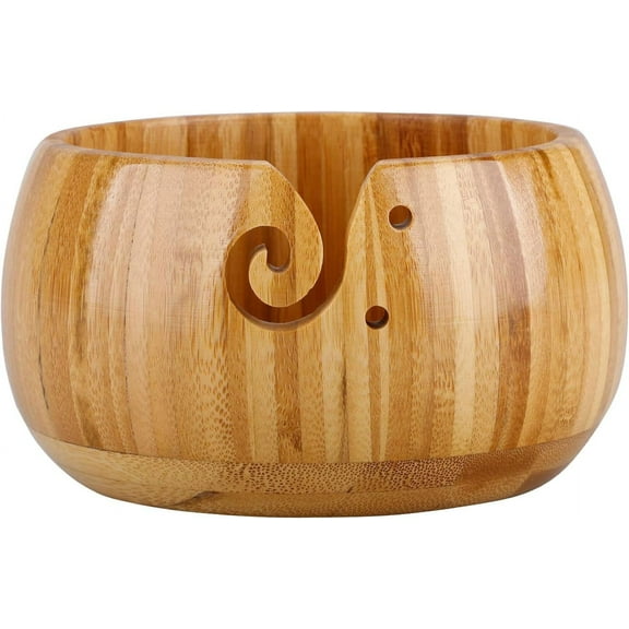 Bamboo Bowl Yarn Bowl, Knitting Bowl, Large Yarn Storage for Crochet and Knitting Project, Yarn Wool Ball Holder, Diameter 15cm, No Lid, Knitter Gifts