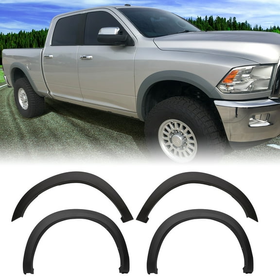 Ikon Motorsports Compatible with 10-18 Dodge Ram 2500 3500 OE Factory Style Fender Flares Black PP Injection