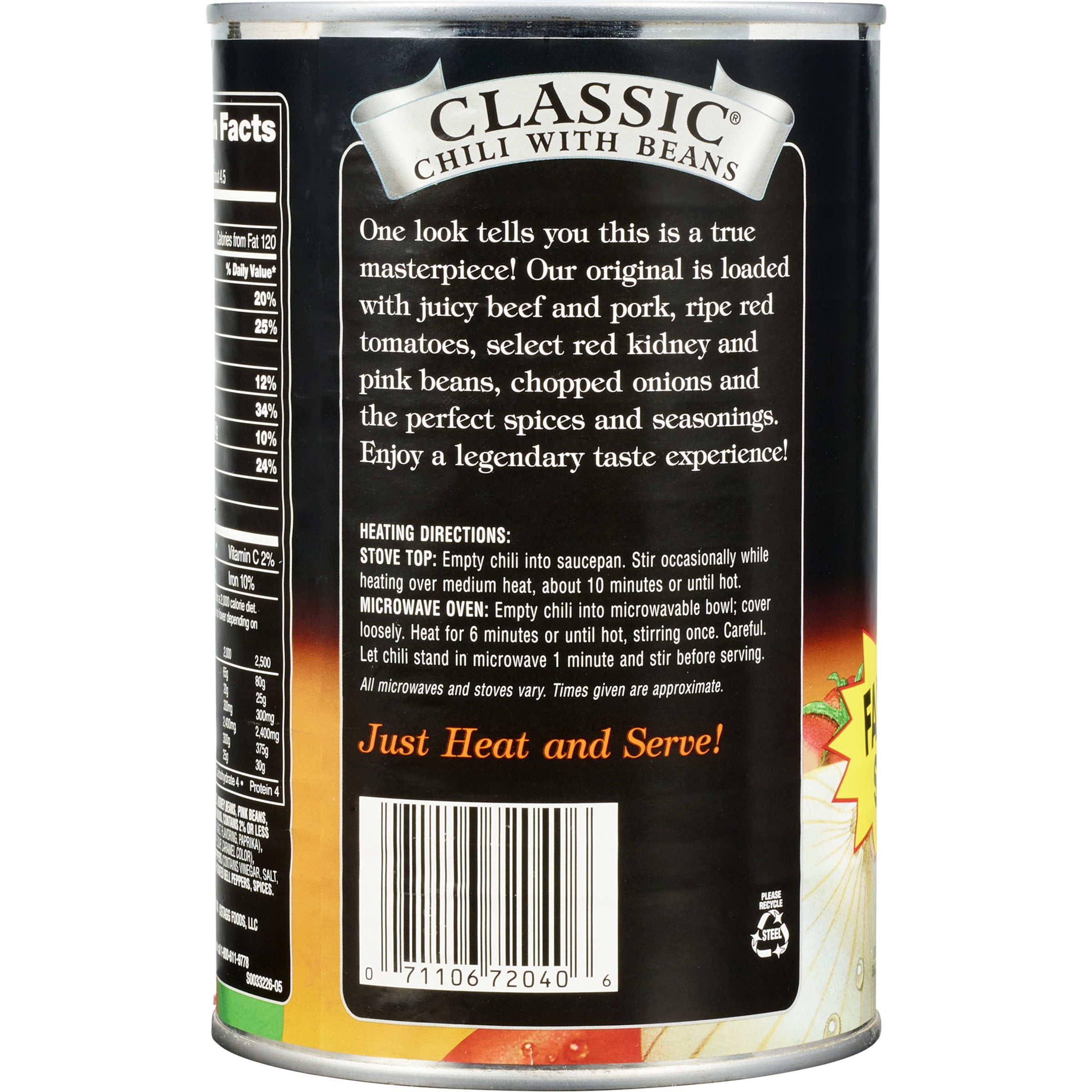STAGG CLASSIC Chili with Beans, Shelf Stable, 38 oz Steel Can