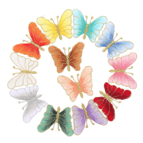 12pcs Butterfly Embroidery Applique Patches for Sewing, Craft, Clothes Repair, Badges, Decorative Fabric Patches for Clothing