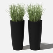 Veradek Mason Series Selena 28 Plastic-Stone Planter 2-Pack Black